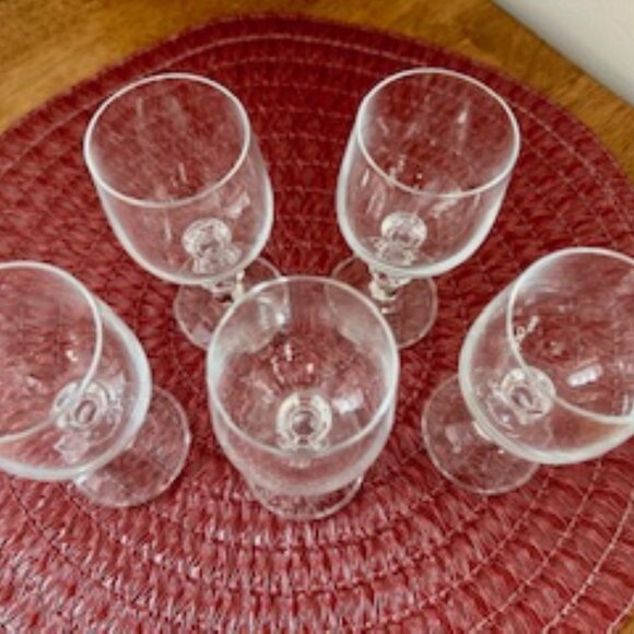 Vintage Clear Crystal Cordial Glasses Set of 5 Faceted Ball Stem Liqueur Glasses - Picture 5 of 8